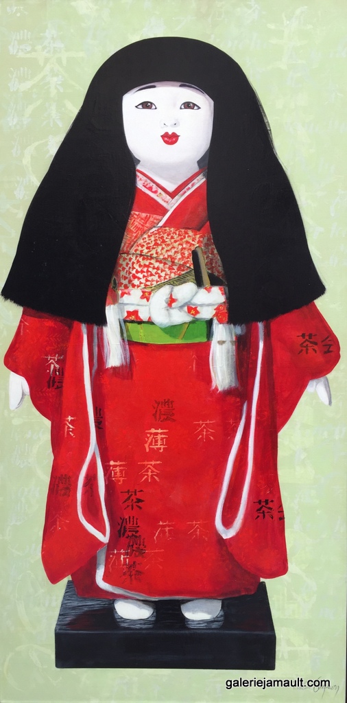 Tableau de Pauline Gagnon artiste Canadienne, CHISAKU, inspiré des poupées japonaises