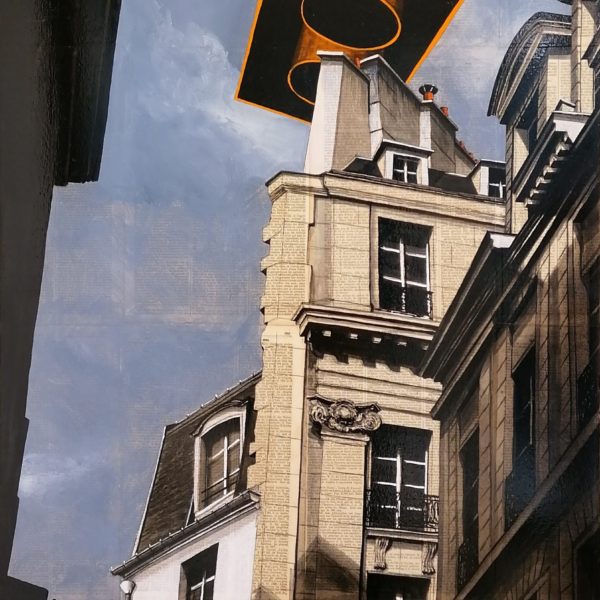 CHANSAREL-JAMAULT-Epreuve de l’irréel 02surX-100×65-2021 Œuvre unique de Guillaume CHANSAREL, peinture et collage