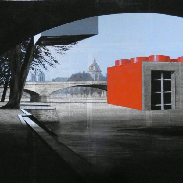 CHANSAREL-JAMAULT-Epreuve de l’irréel 03sur19-65×100-2021 Œuvre unique de Guillaume CHANSAREL, peinture et collage