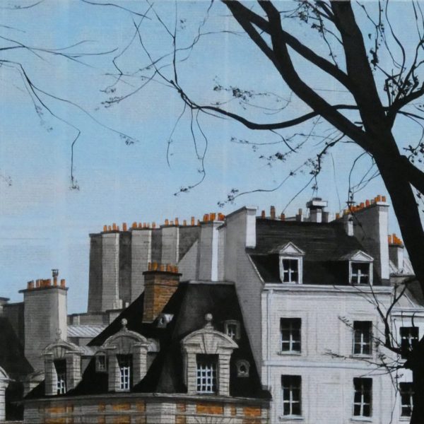 CHANSAREL-JAMAULT-Epreuve de l’irréel 08sur19-50×100-2021 Œuvre unique de Guillaume CHANSAREL, peinture et collage