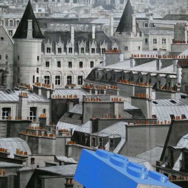 CHANSAREL-JAMAULT-Epreuve de l’irréel 11sur19-92×65-2021 Œuvre unique de Guillaume CHANSAREL, peinture et collage