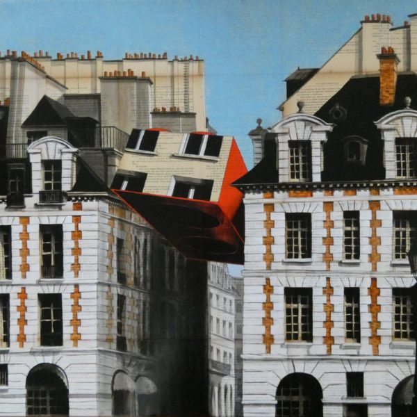 CHANSAREL-JAMAULT-Epreuve de l’irréel 15sur19-81×116-2021 Œuvre unique de Guillaume CHANSAREL, peinture et collage