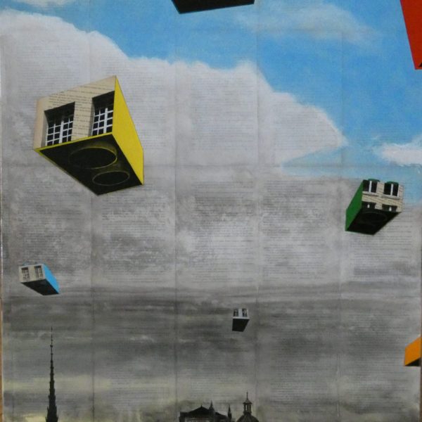 CHANSAREL-JAMAULT-Epreuve de l’irréel 16sur19-116×81-2021 🔴 (vendu) Œuvre unique de Guillaume CHANSAREL, peinture et collage