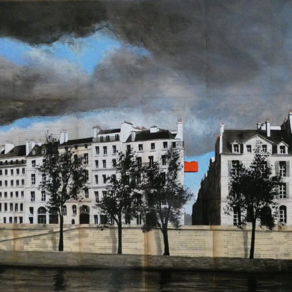 CHANSAREL-JAMAULT-Epreuve de l’irréel 18sur19-73×116-2021 Œuvre unique de Guillaume CHANSAREL, peinture et collage