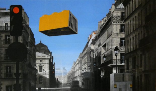 CHANSAREL-JAMAULT-Epreuve de l’irréel 19sur19-114×195-2021 🔴 (vendu) Œuvre unique de Guillaume CHANSAREL, peinture et collage