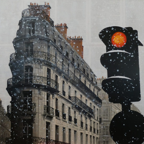 CHANSAREL-JAMAULT-OPERA-80×80-2021 – 🔴 (vendu) Œuvre unique de Guillaume CHANSAREL, peinture et collage