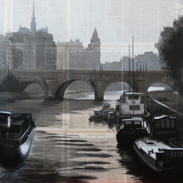 CHANSAREL-JAMAULT-Ondes-65×92-2021 🔴 (vendu) Œuvre unique de Guillaume CHANSAREL, peinture et collage