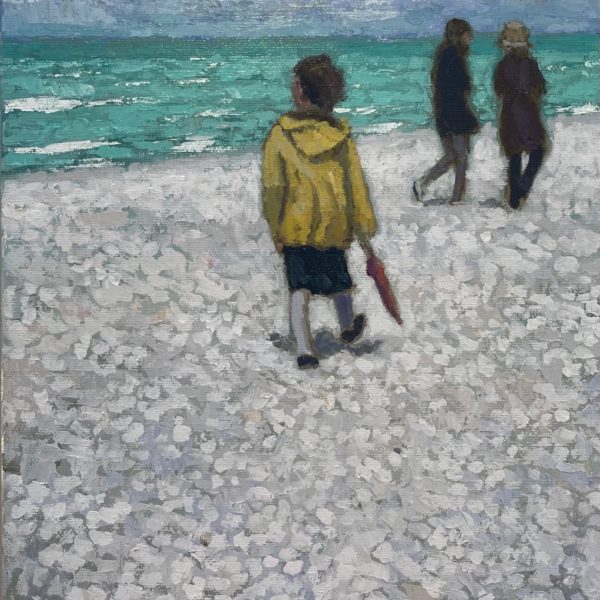 J MACKEOWN – Galerie Jamault – Le petit parapluie 5P 35×24 Tableau original de James Mackeown (peinture à l'huile sur toile) présenté à la Galerie Jamault de Paris