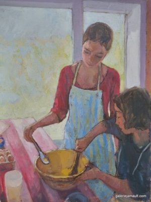 Visuel du tableau "Dans la cuisine", peint par James MACKEOWN.
