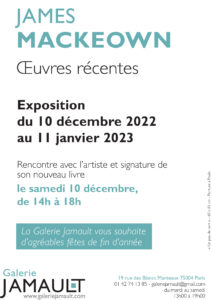 Visuel du verso du carton d'invitation pour l'exposition personnelle de James MACKEOWN 2022-2023.