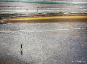 Visuel du tableau "Le pêcheur. Grande marée", peint par James MACKEOWN. Grand format.