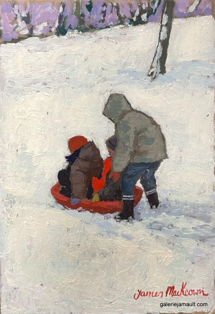 Visuel du tableau Le tobogan, peint par James MACKEOWN sur panneau de bois.