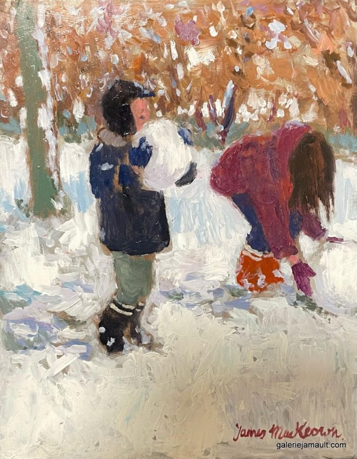 Visuel du tableau Les bottes dans la neige, peint par James MACKEOWN.