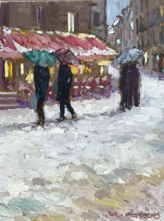 Visuel du Paris sous la neige, peint par James MACKEOWN.