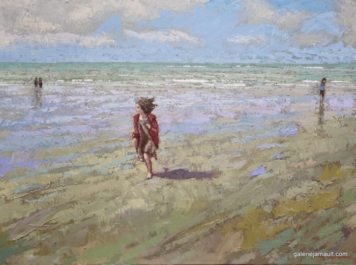 Visuel du tableau Un peu de vent, peint par James MACKEOWN. Utilisé pour le flyer de l'exposition 2022-2023 à la galerie Jamault.