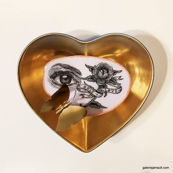 Coeur - La vie en rose - céramique - 18,5x16x6 cm - E. Pagliarino