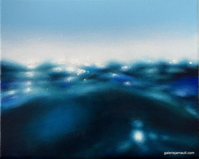 Petite peinture clapotis d'eau la nuit - Laetitia GIRAUD, acrylique sur toile