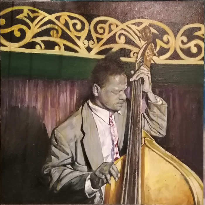 P Delaunay - Le contrebassiste de jazz - 50x50 cm