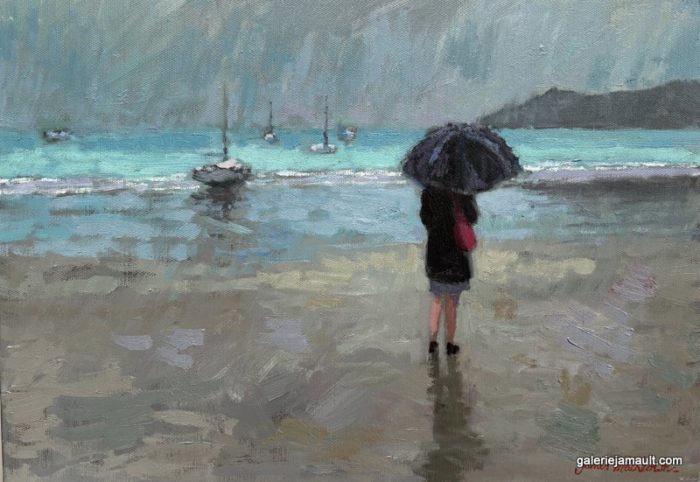 J. Mackeown - Le parapluie - la parisienne - 33x46 cm (ENCADRE)
