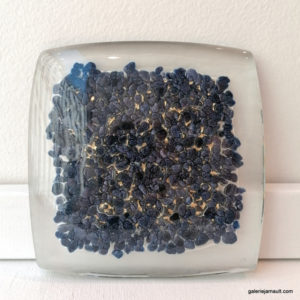 Catherine BRUGNOLO - Verre et cristaux de Murano, Carré bleu - 13.5x13.5cm