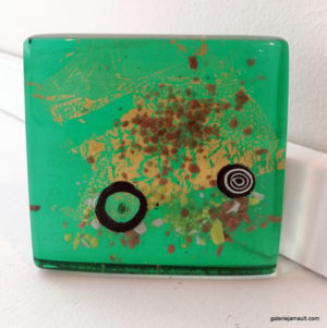 Catherine BRUGNOLO - Verre de Murano, Carré vert - 9.5x9.5cm