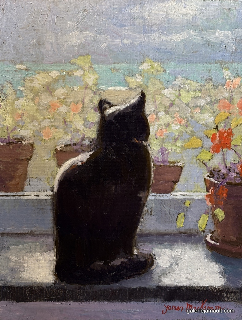 Peinture à l'huile de l'artiste Jamaes Mackeown présentée à la Galerie Jamault de Paris dans le Marais