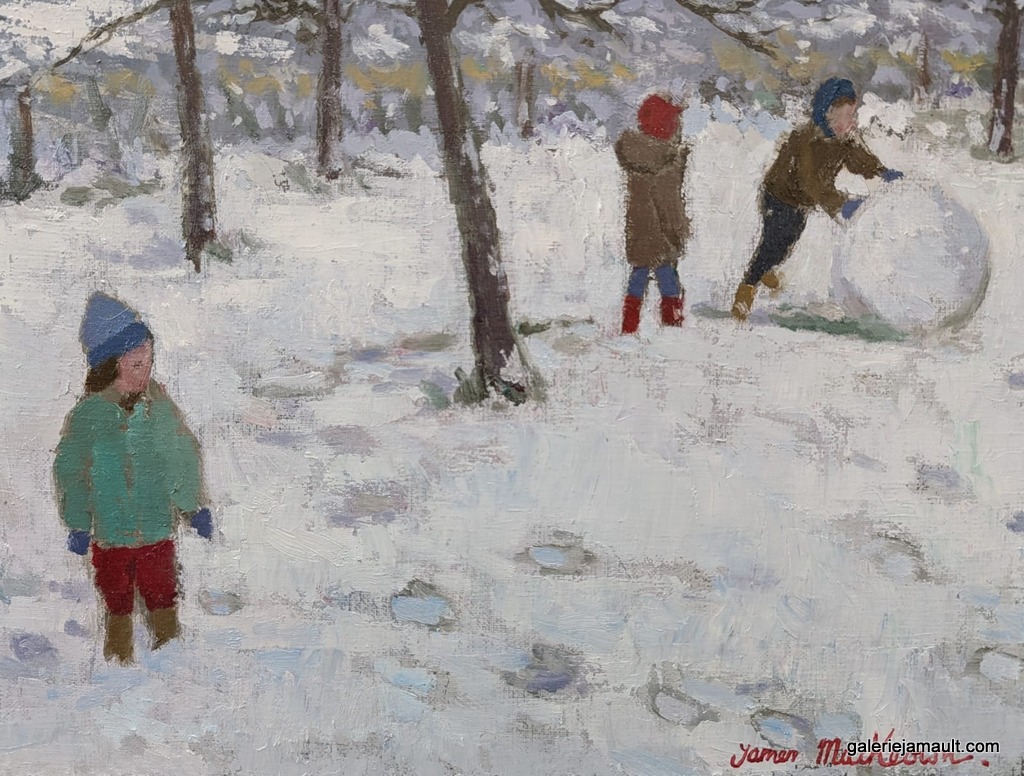 Peinture à l'huile de l'artiste Jamaes Mackeown présentée à la Galerie Jamault de Paris dans le Marais