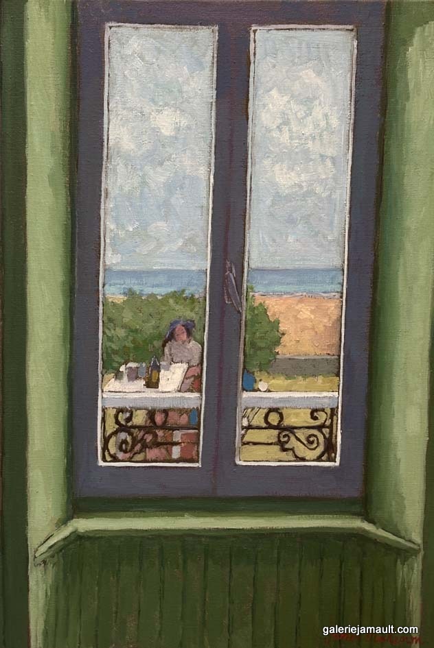 Peinture à l'huile de l'artiste Jamaes Mackeown présentée à la Galerie Jamault de Paris dans le Marais