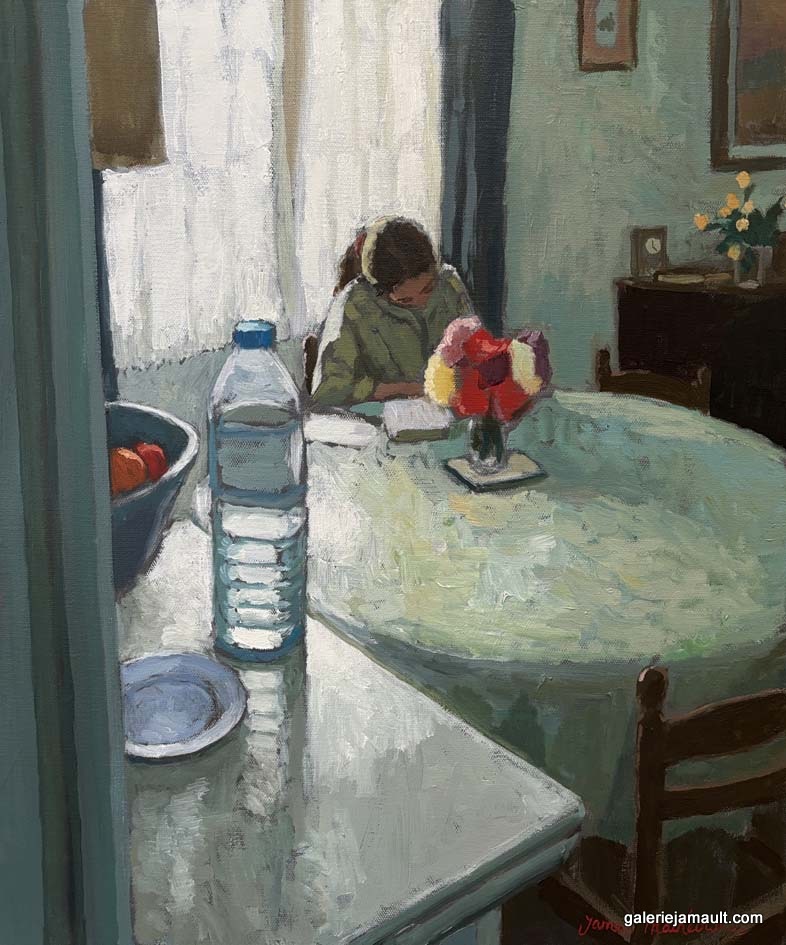 Peinture à l'huile de l'artiste Jamaes Mackeown présentée à la Galerie Jamault de Paris dans le Marais