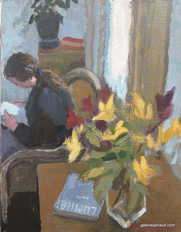 Peinture à l'huile de l'artiste Jamaes Mackeown présentée à la Galerie Jamault de Paris dans le Marais