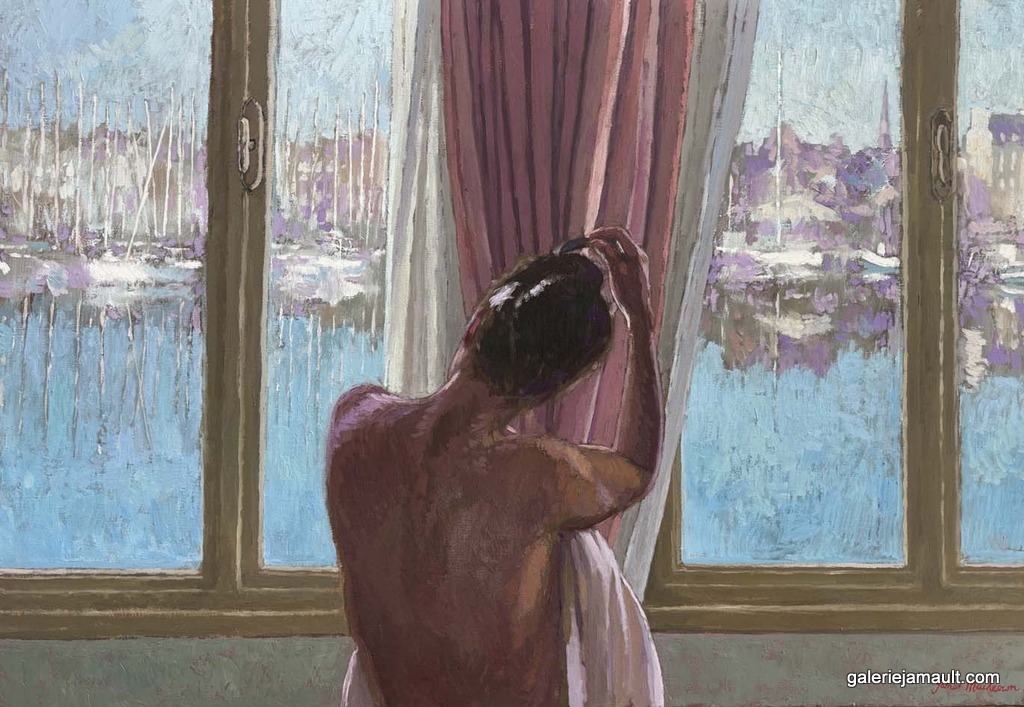 Peinture à l'huile de l'artiste Jamaes Mackeown présentée à la Galerie Jamault de Paris dans le Marais