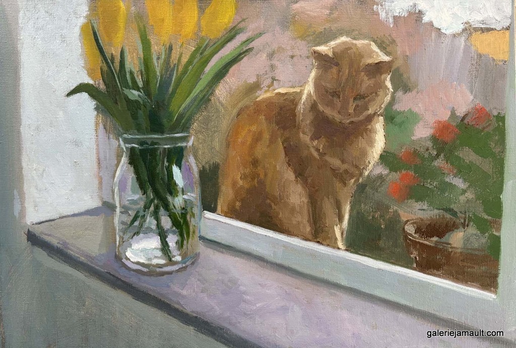 Peinture à l'huile de l'artiste Jamaes Mackeown présentée à la Galerie Jamault de Paris dans le Marais