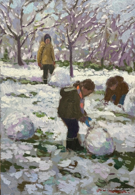 Enfants et boules de neige