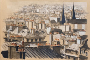 Dessin original de l'artiste français Guillaume Chansarel, natif de Bordeaux