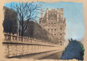 Dessin original de l'artiste français Guillaume Chansarel, natif de Bordeaux