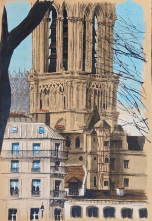 Dessin original de l'artiste français Guillaume Chansarel, natif de Bordeaux