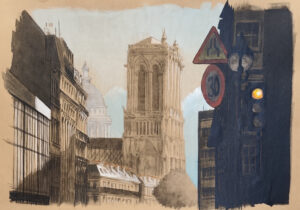 Dessin original de l'artiste français Guillaume Chansarel, natif de Bordeaux