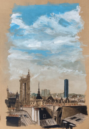 Dessin original de l'artiste français Guillaume Chansarel, natif de Bordeaux