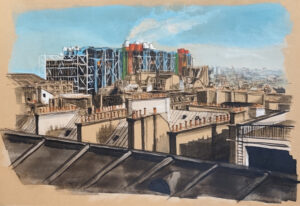 Dessin original de l'artiste français Guillaume Chansarel, natif de Bordeaux