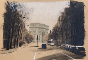 Dessin original de l'artiste français Guillaume Chansarel, natif de Bordeaux