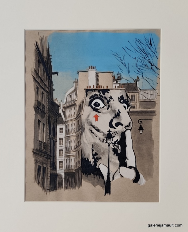 Dessin original de l'artiste français Guillaume Chansarel, natif de Bordeaux
